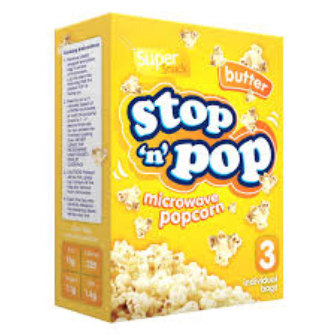 STOP N POP MICROWAVE POP CORN BUTTER 255G
